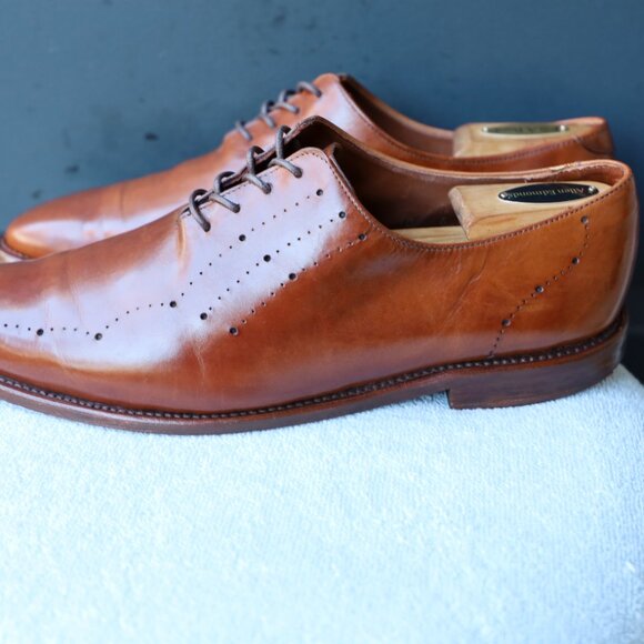 SALE - Allen Edmonds 10-E Greenwhich Wholecut Brown Oxford Mens Dress Shoes - Picture 4 of 13